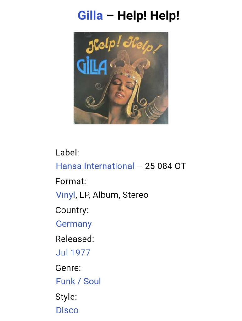 Gilla - Help! Help! - 1977.  (LP). 12. Vinyl. Пластинка. Germany. - фото фото фото 4