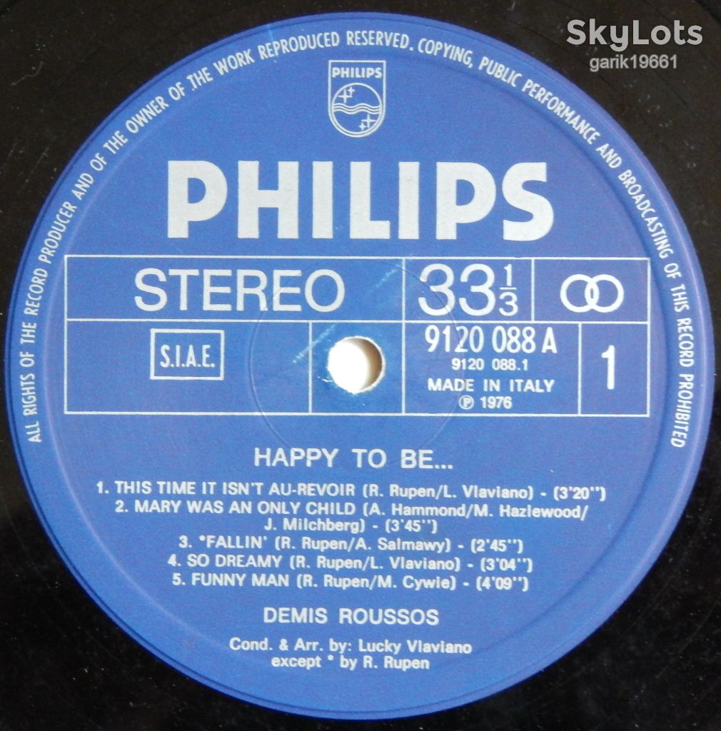Demis Roussos – Happy To Be...  (Philips – 9120 088 A, Italy) EX/EX+ - фото фото фото 3