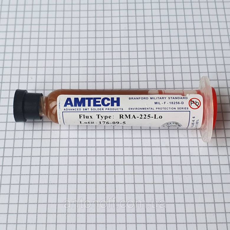 Флюс-паста AMTECH RMA-225-Lo 12 мл у шприці, слабоактивна, Оригінал - фото фото фото 0