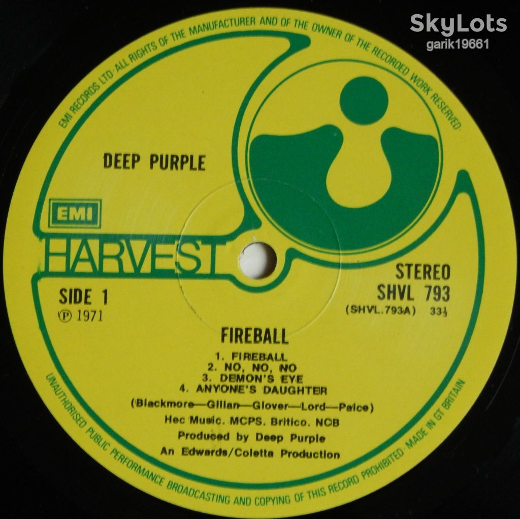 Deep Purple – Fireball   (Harvest – SHVL 793, UK) EX+/NM- - фото фото фото 3