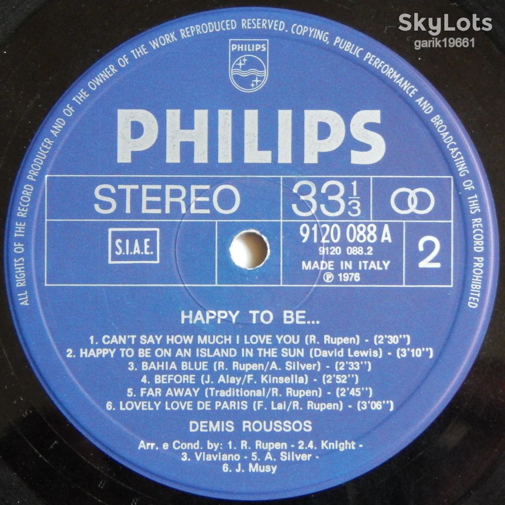 Demis Roussos – Happy To Be...  (Philips – 9120 088 A, Italy) EX/EX+ - фото фото фото 4