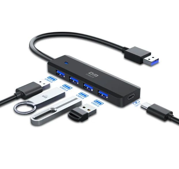 Хаб USB3.0 DM CHB070 4 USB пластиковый USB-A 20 см Черный - фото фото фото 2