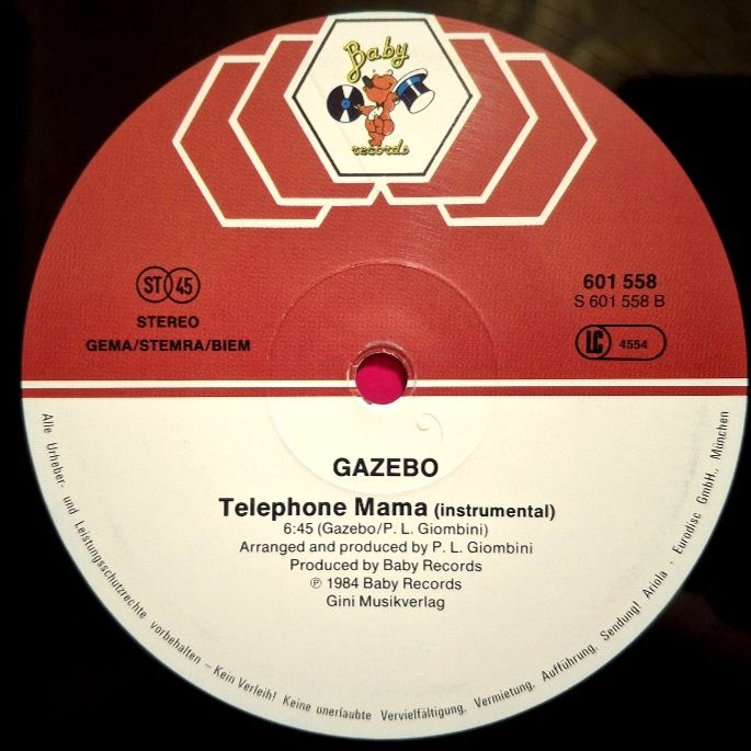 Gazebo - Telephone Mama - 1984.  (EP) 12. Vinyl. Пластинка. Germany. - фото фото фото 3