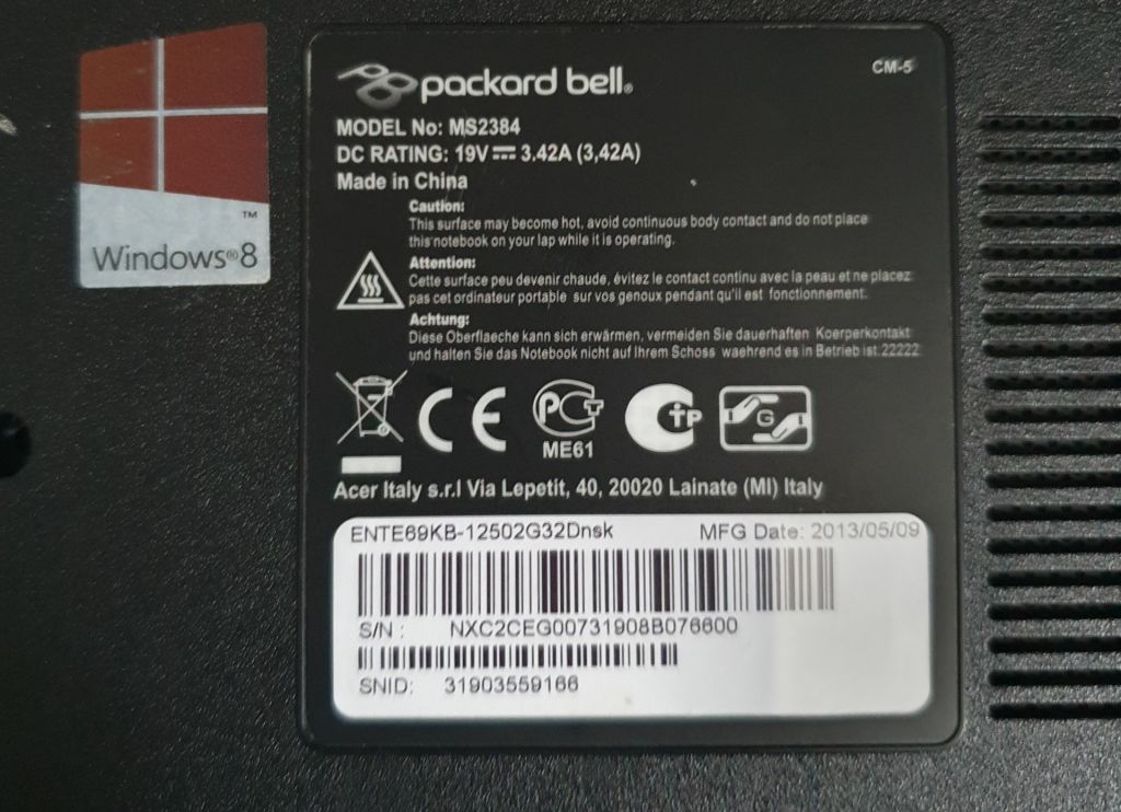 Продам корпус у зборі PACKARD BELL EasyNote MS2384, Acer Aspire E1-522 - фото фото фото 3