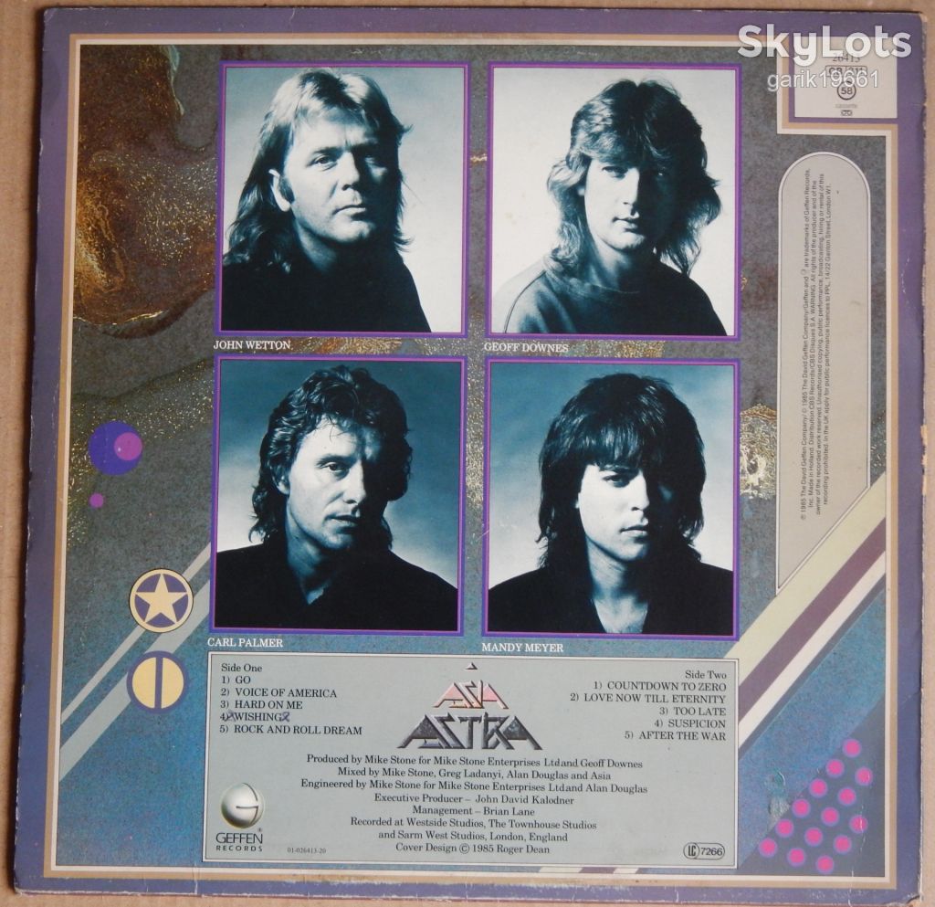 Asia ‎– Astra  (Geffen Records ‎– 26413, Holland) inner sleeve EX+/NM- - фото фото фото 1