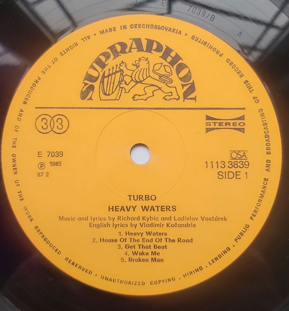 TURBO – Heavy Waters  (LP, 1985) Supraphon. Стан EX/EX. Хард-рок  (як Rainbow / Europe) - фото фото фото 3