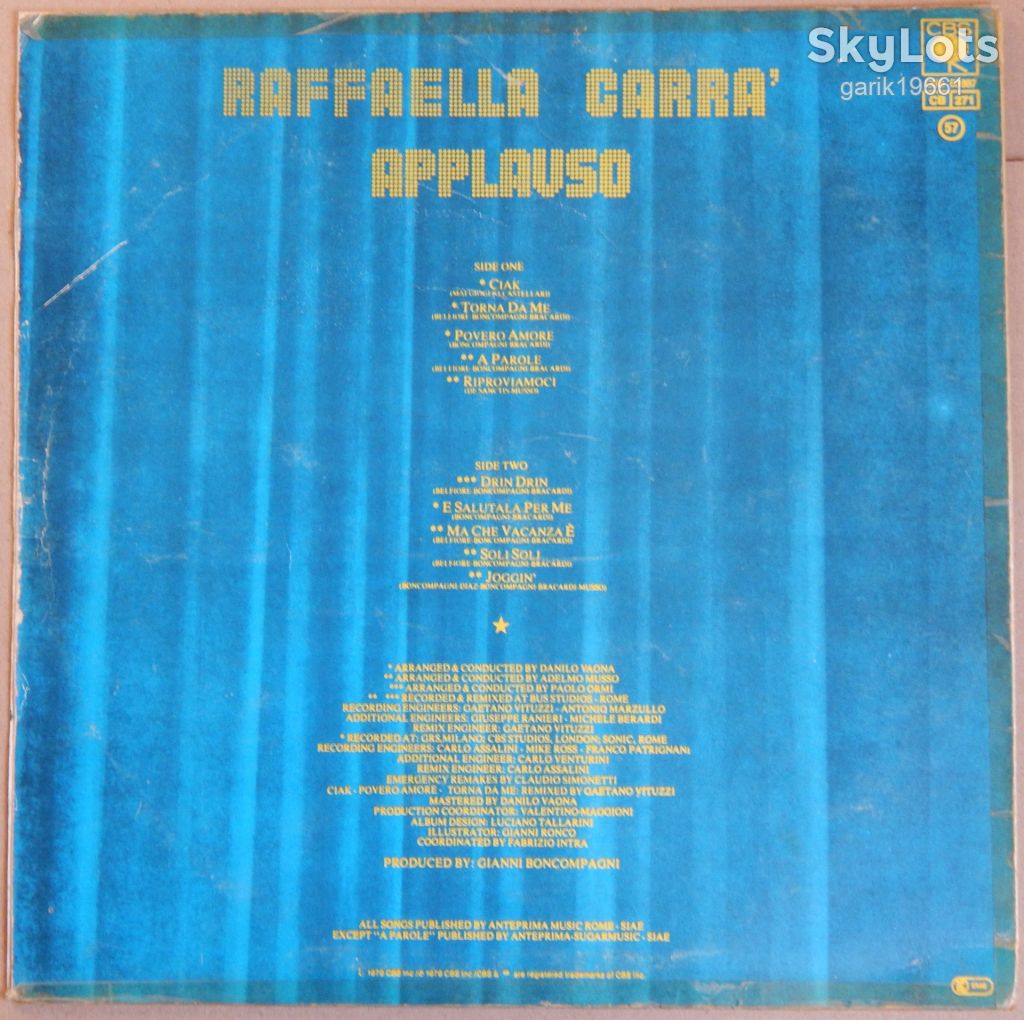 Raffaella Carra – Applauso  (CBS – CBS 83687, Turkey) VG/EX - фото фото фото 1