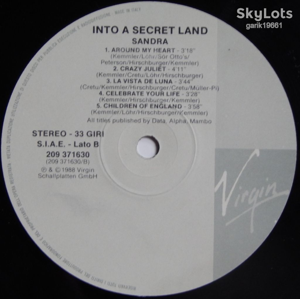 Sandra – Into A Secret Land   (Virgin – 209 371630, Italy) inner sleeve NM-/EX+ - фото фото фото 4
