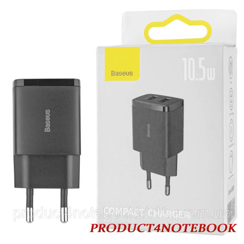 Зарядное устройство Baseus Compact Charger 2U 10.5W EU Black (2USB)(CCXJ010201) - фото фото фото 0