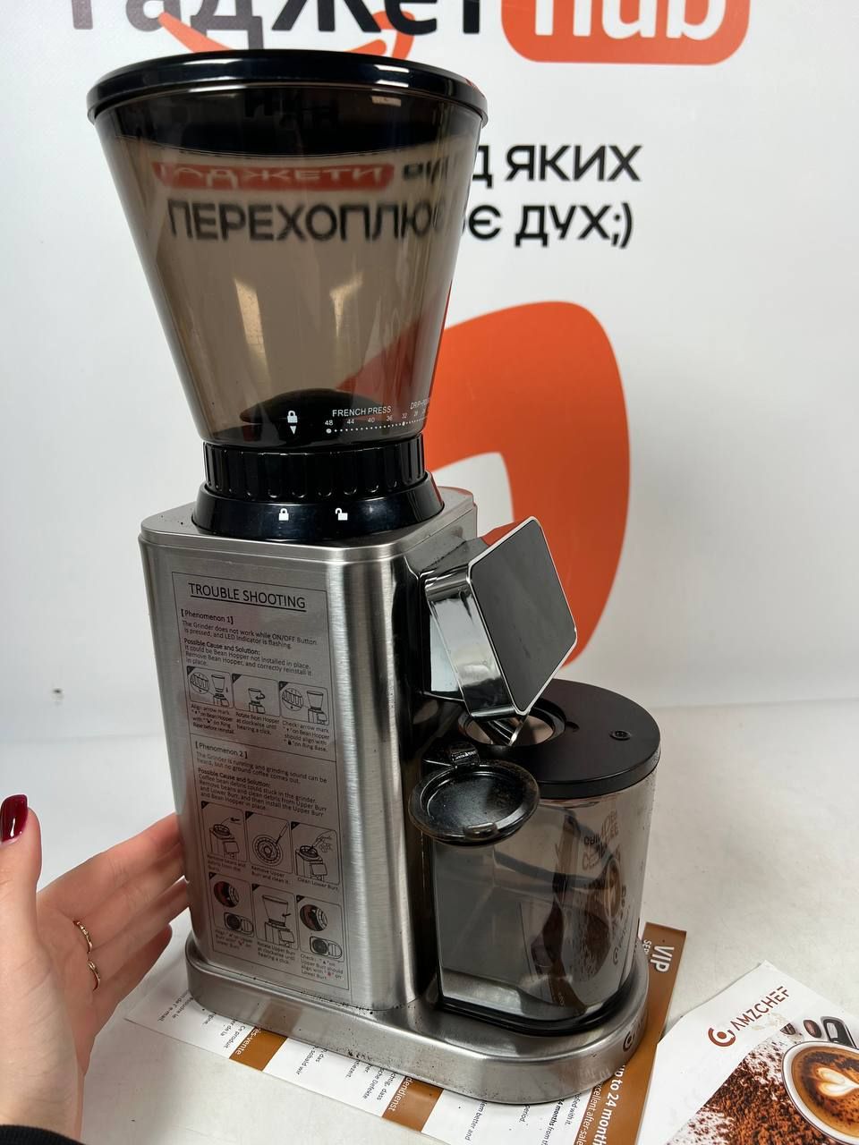Лот № 15193 Електрична кавомолка AMZCHEF з 48 рівнями помелу, нержавіюча сталь - фото фото фото 3