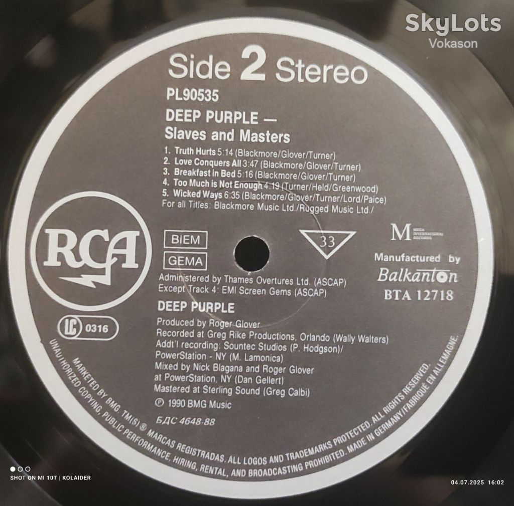 Deep purple -  Slaves  and  Masters  NM/NM - фото фото фото 2