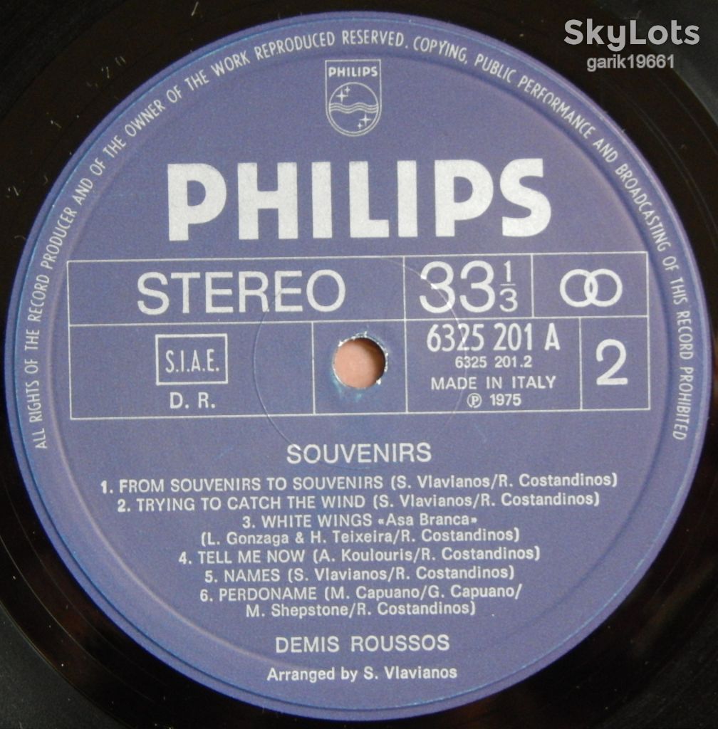 Demis Roussos – Souvenirs  (Philips – 6325 201 A, Italy) EX/EX+ - фото фото фото 3