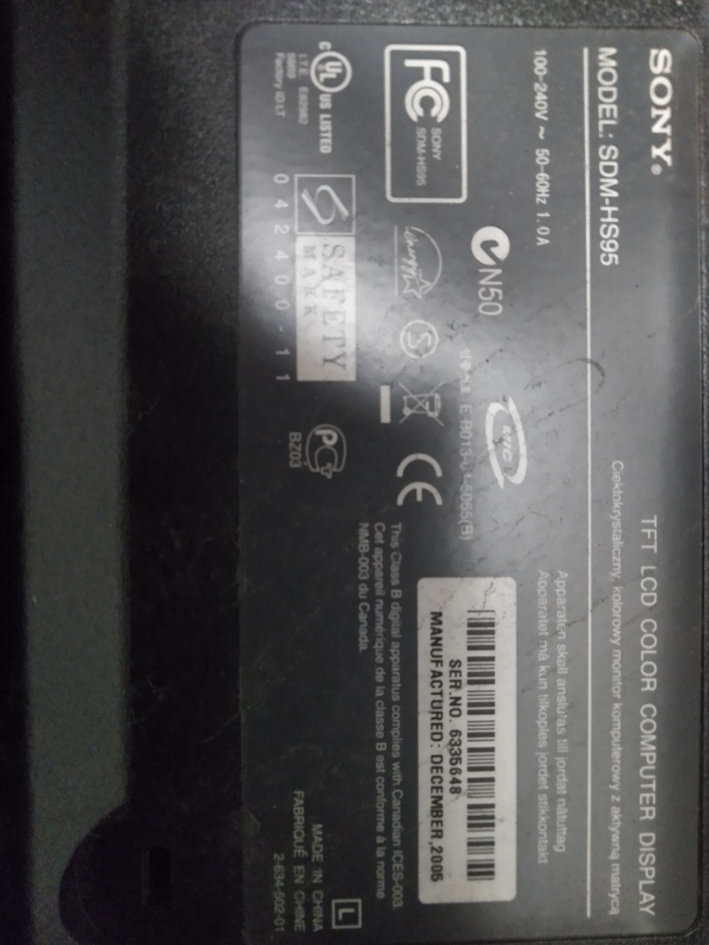 Блок живлення монітора TFT 19" Sony SDM-HS95  код.С22 - фото фото фото 1