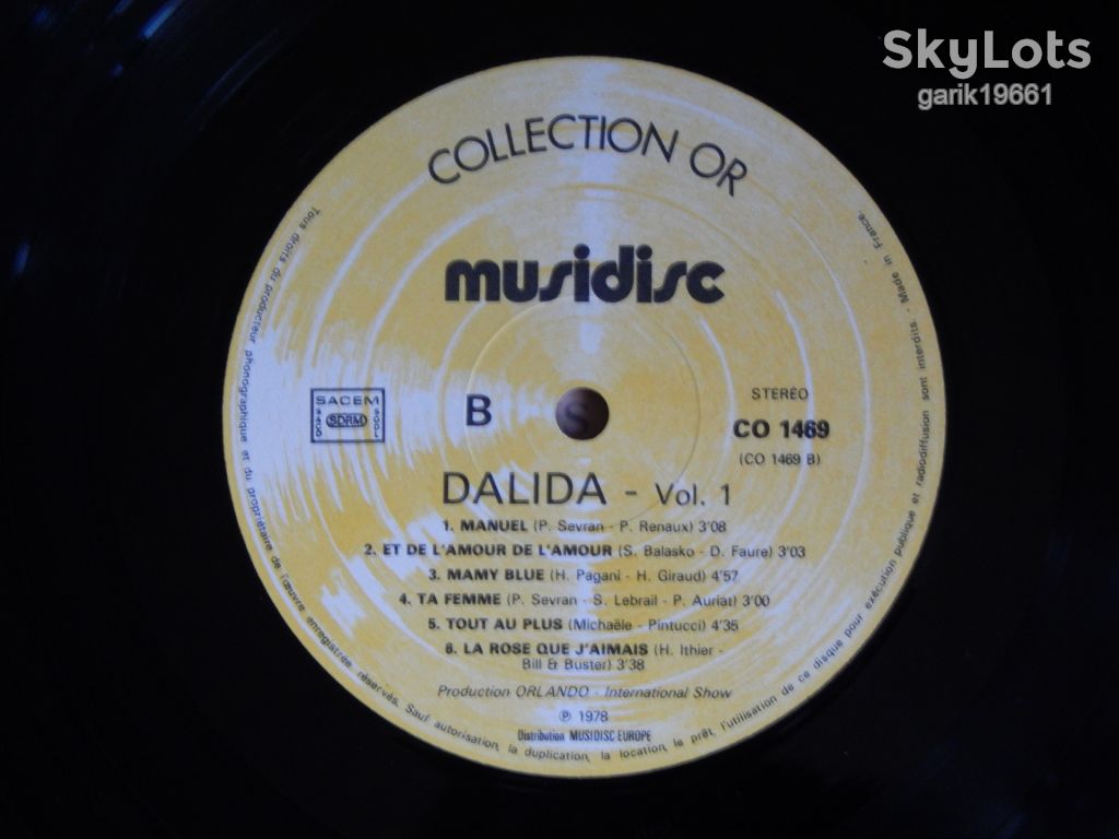 Dalida – Dalida - Vol.1  (Musidisc – 30 CO 1469, France) EX+/NM- - фото фото фото 3