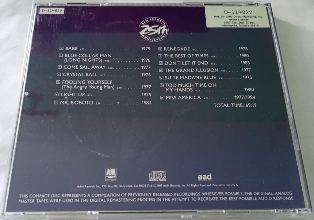 STYX Classics Volume 15 CD US - фото фото фото 2