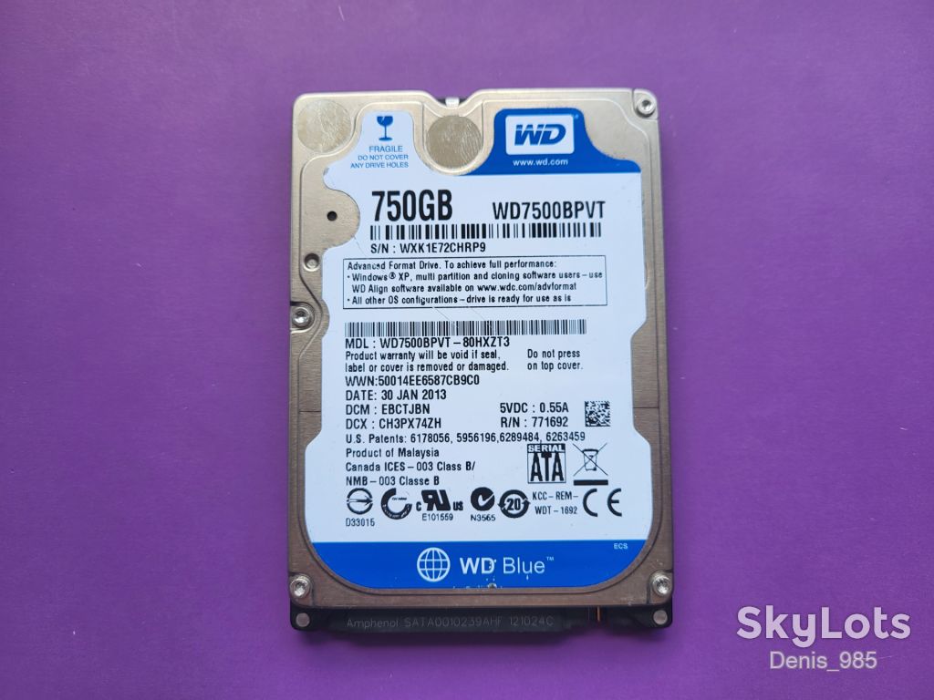 Диск WDC WD7500BPVT-80HZT3, 750 Gb, SATA II - фото фото фото 0