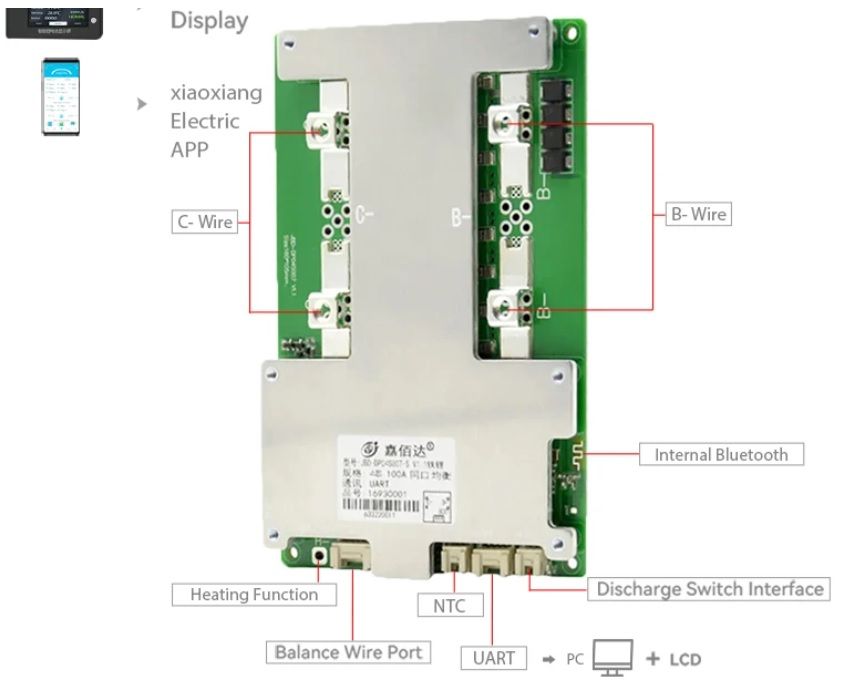 Смарт БМС Smart BMS JBD 100А 4S Li-ion and LiFePO4. - фото фото фото 1