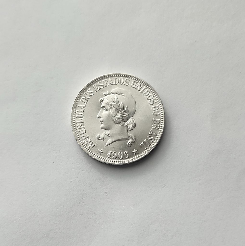1000 РЕЙС БРАЗИЛИЯ 1906 состояние UNC серебро РЕДКАЯ!!! - фото фото фото 0