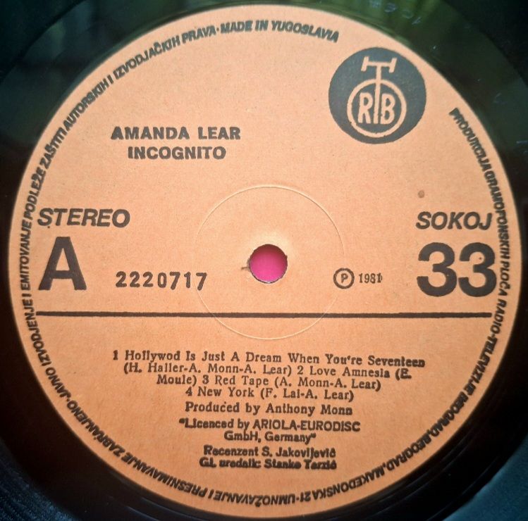 Amanda Lear - Incognito - 1981.  (LP). 12. Vinyl. Пластинка. Yugoslavia. - фото фото фото 2