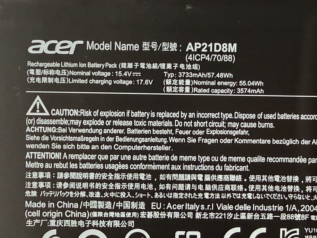 Акумулятор Acer AP21D8M для ноутбука Acer Nitro V15 Original - фото фото фото 1