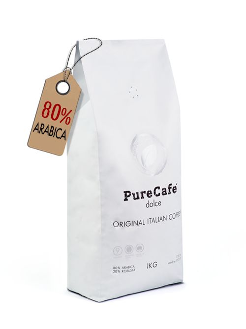 Кофе PureCafe Dolce, 80% Арабики, 20% Робусты, зерно, Италия, 1кг. - фото фото фото 0