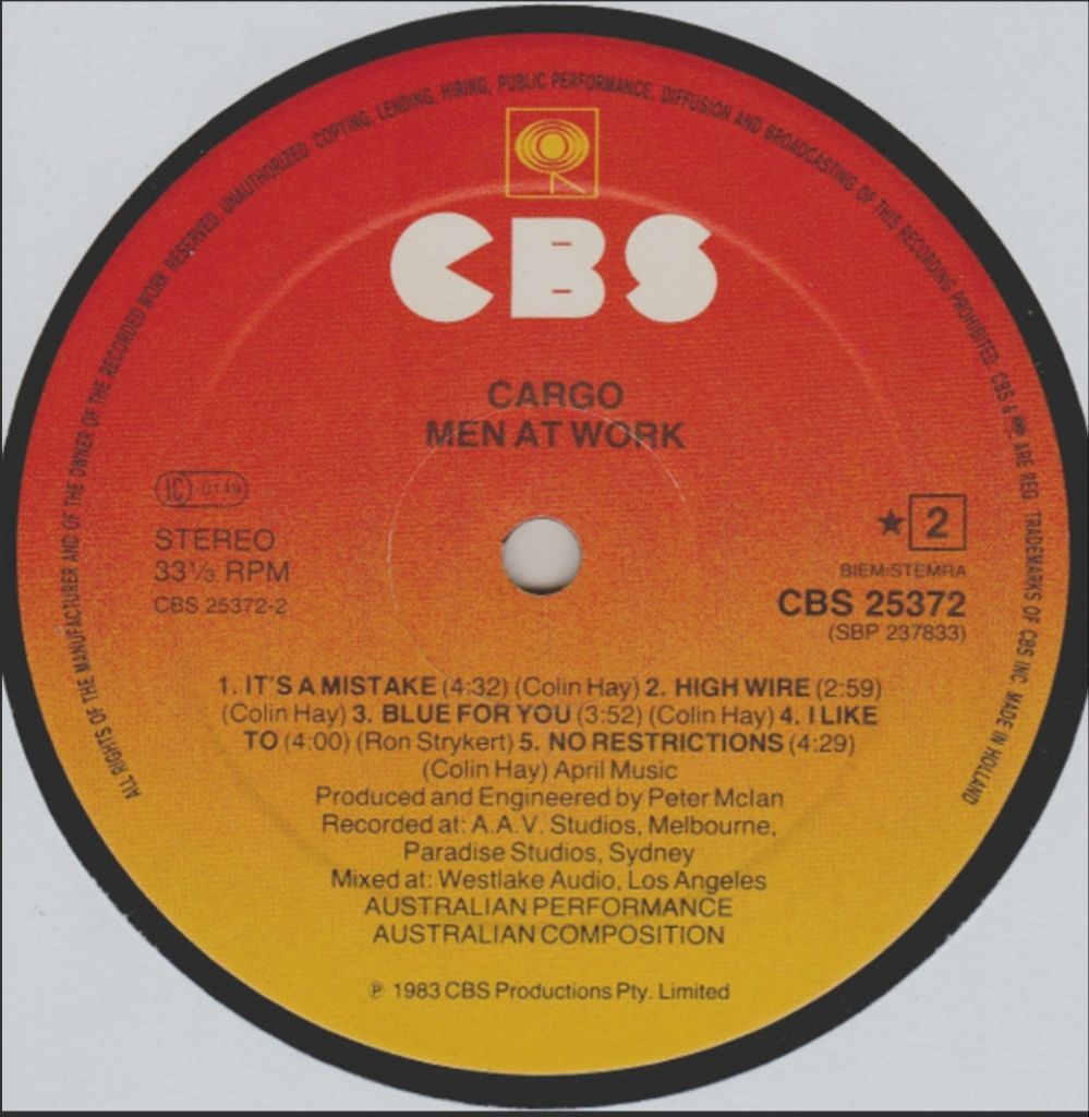 Men At Work - Cargo - 1983.  (LP). 12. Vinyl. Пластинка. Holland - фото фото фото 3