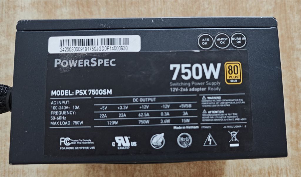 Блок живлення PowerSpec 750 W 80 Plus Gold - фото фото фото 0