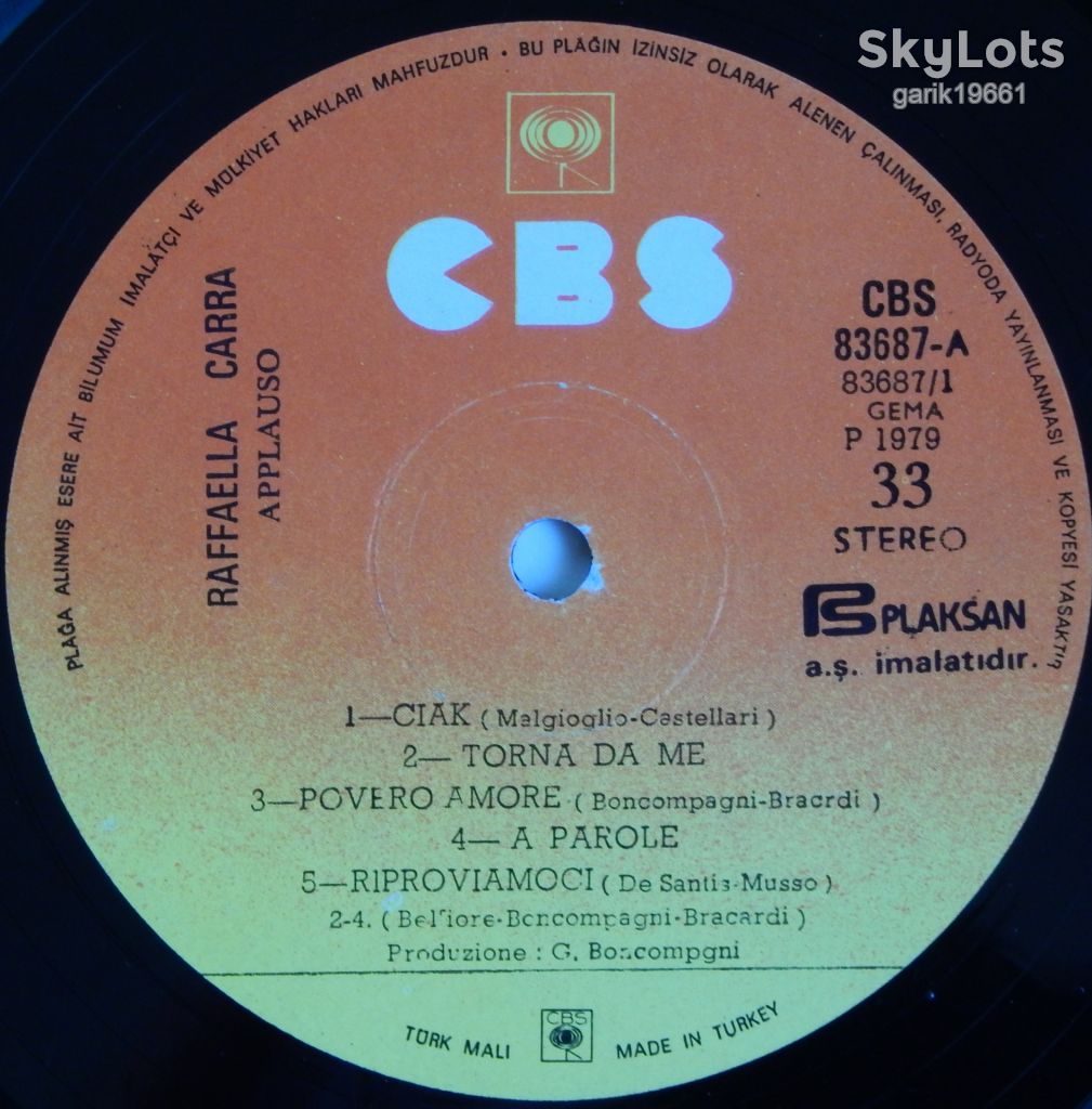 Raffaella Carra – Applauso  (CBS – CBS 83687, Turkey) VG/EX - фото фото фото 3
