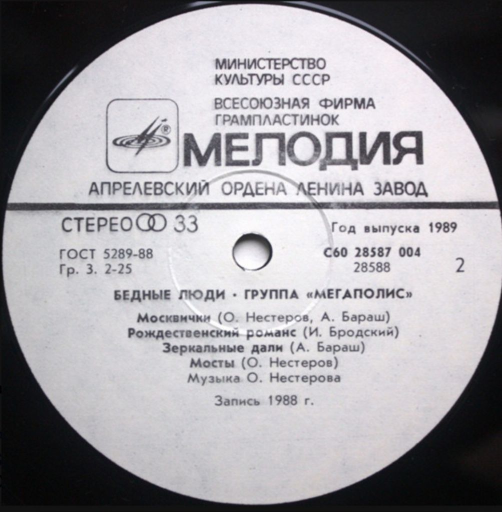 Мегаполис - Бедные Люди - 1988.  (LP). 12. Vinyl. Пластинка. - фото фото фото 3