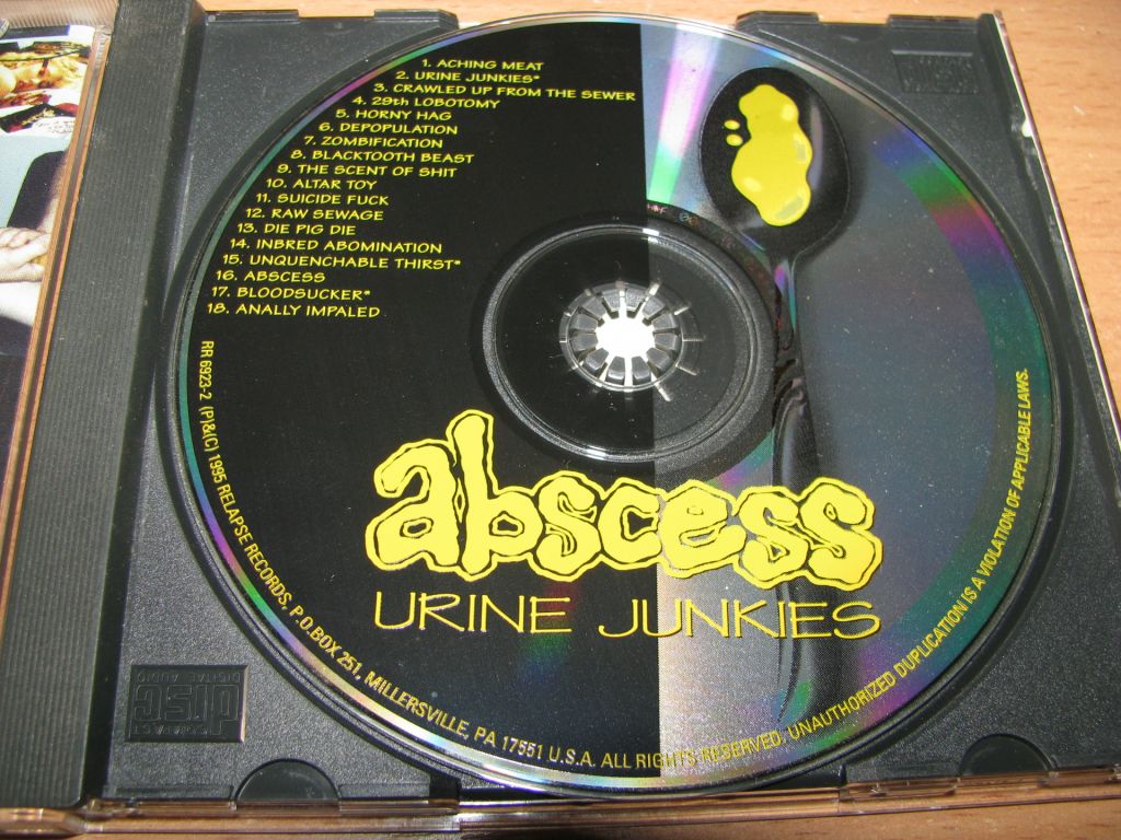 ABSCESS - Urine Junkies  (1995 Relapse 1st press,USA) - фото фото фото 2