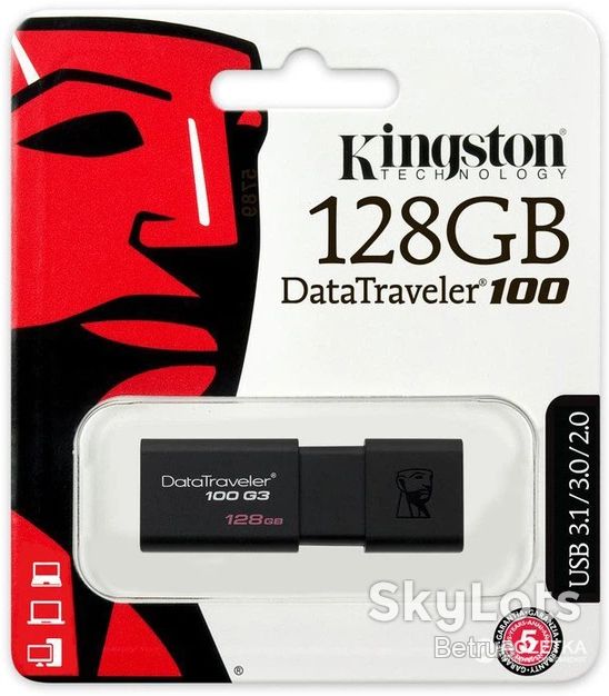 128GB Флеш-Накопичувач Kingston DataTraveler 100 G3 USB 3.0 Black DT100G3/128GB     (20004) - фото фото фото 0