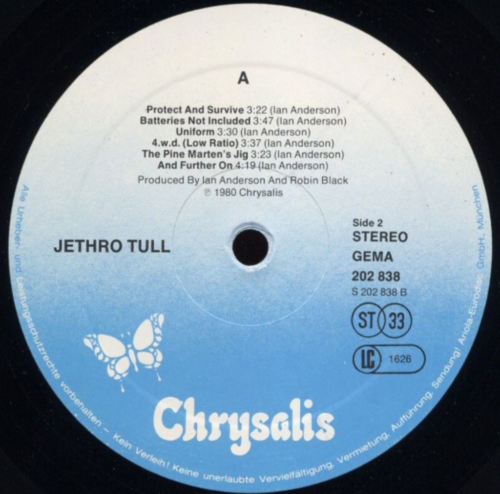 Jethro Tull - A - 1980.    (LP). 12. Vinyl. Пластинка. Germany - фото фото фото 3