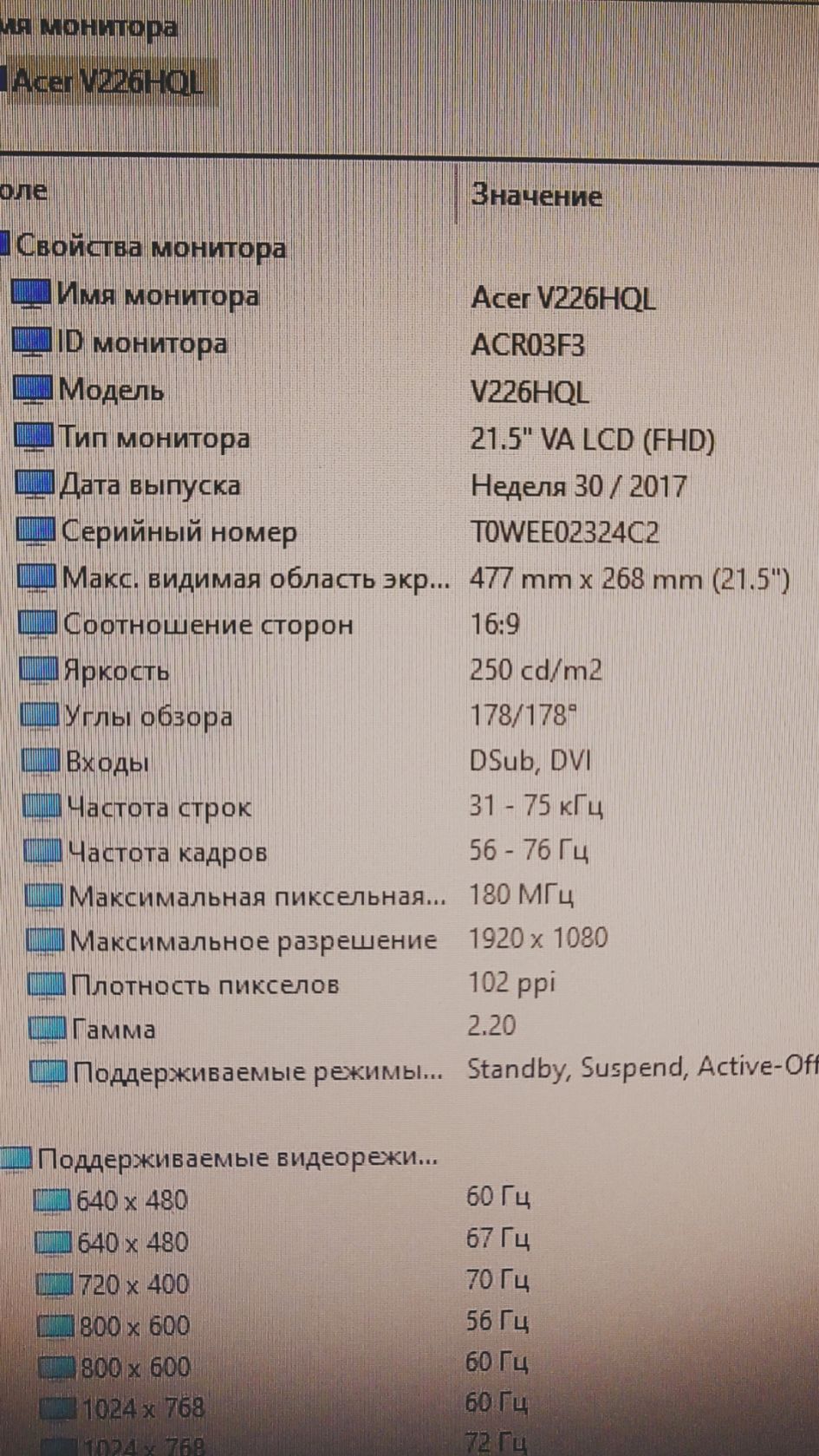 Монітор 22" Acer V226HQL, VA Full HD гарний стан, гарантія - фото фото фото 6