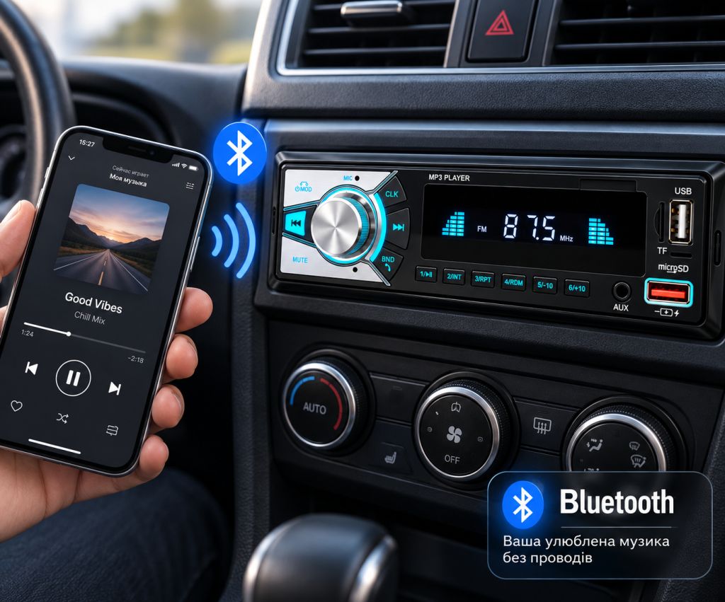 Автомагнітола MP3 BM-27 BOSCHMANN / Магнітола 1 DIN / Автомагнітола з Bluetooth - фото фото фото 1