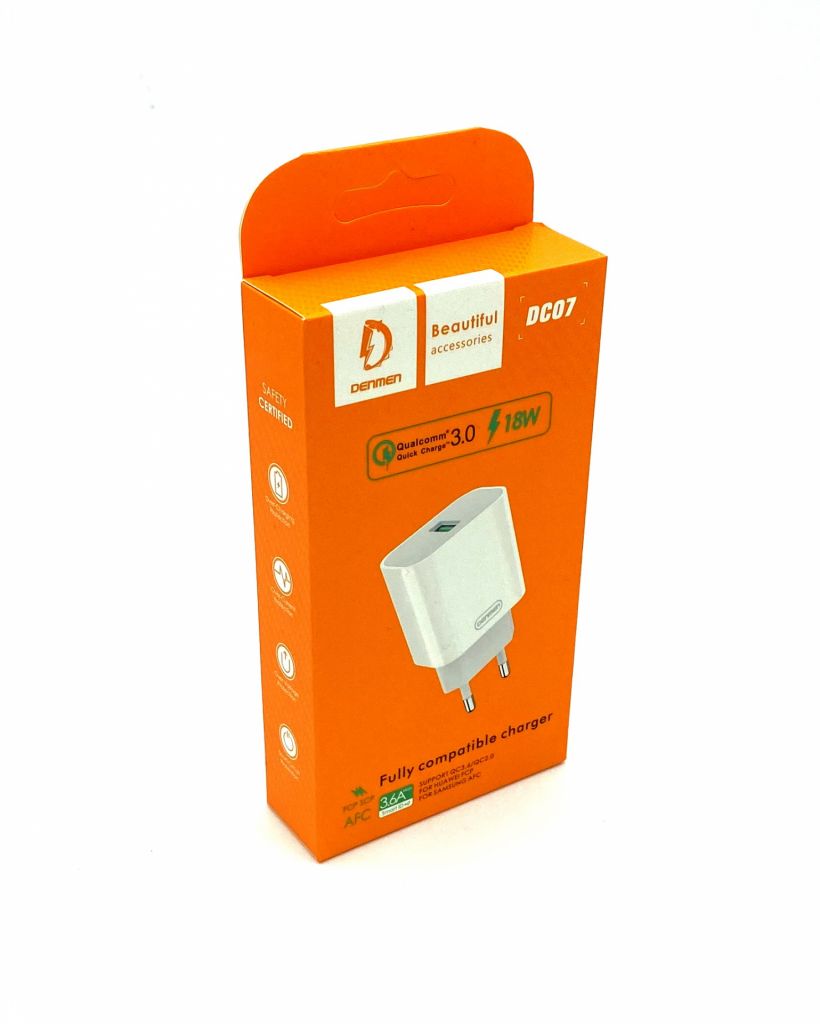 Адаптер питания / Сетевое ЗУ DENMEN DC07     (5V/3.6A/1USB/18W) Белое - фото фото фото 0