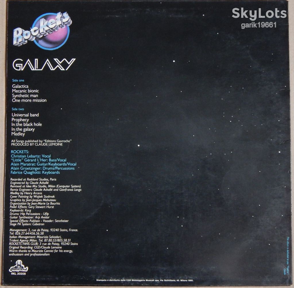 Rockets – Galaxy   (Rockland Records – RKL 20208, Italy) insert  EX/EX - фото фото фото 1
