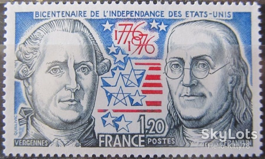 Франция 1976 200 лет США Верженн Франклин Mi 1963 MNH - фото фото фото 0