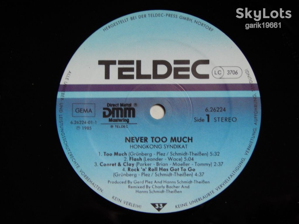 Hongkong Syndikat – Never Too Much  (TELDEC – 6.26224 AP, Germany) EX+/NM- - фото фото фото 2