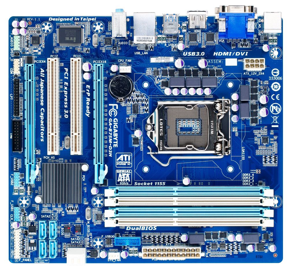 Gigabyte GA-B75M-D3H   (GA-B75M-D3H)   (s1155, Intel B75, Micro-ATX) - фото фото фото 0