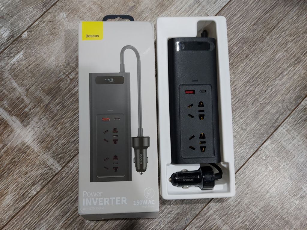 Автомобільний інвертор Baseus 150W 220V CN EU Black, зарядка apple MacBook iphone - фото фото фото 3