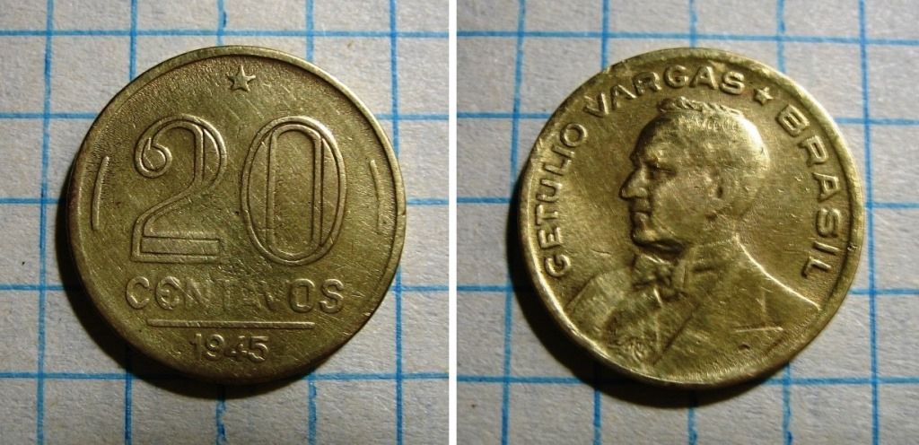 Бразилия  (1945) 20 сентаво. Президент Жетулиу Варгас - фото фото фото 0