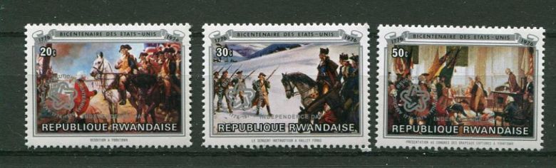Руанда Надпечатка Mi 815-817 200 лет США, живопись MNH - фото фото фото 0