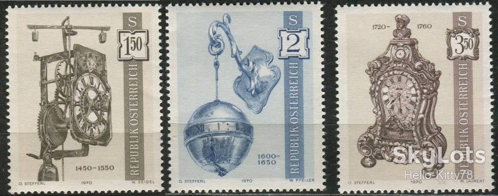Австрия 1970 часы Mi 1328-1330 MNH - фото фото фото 0