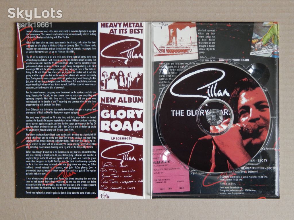 Gillan ‎– The Glory Years (DVD, Unofficial Release, Digipak) - фото фото фото 3