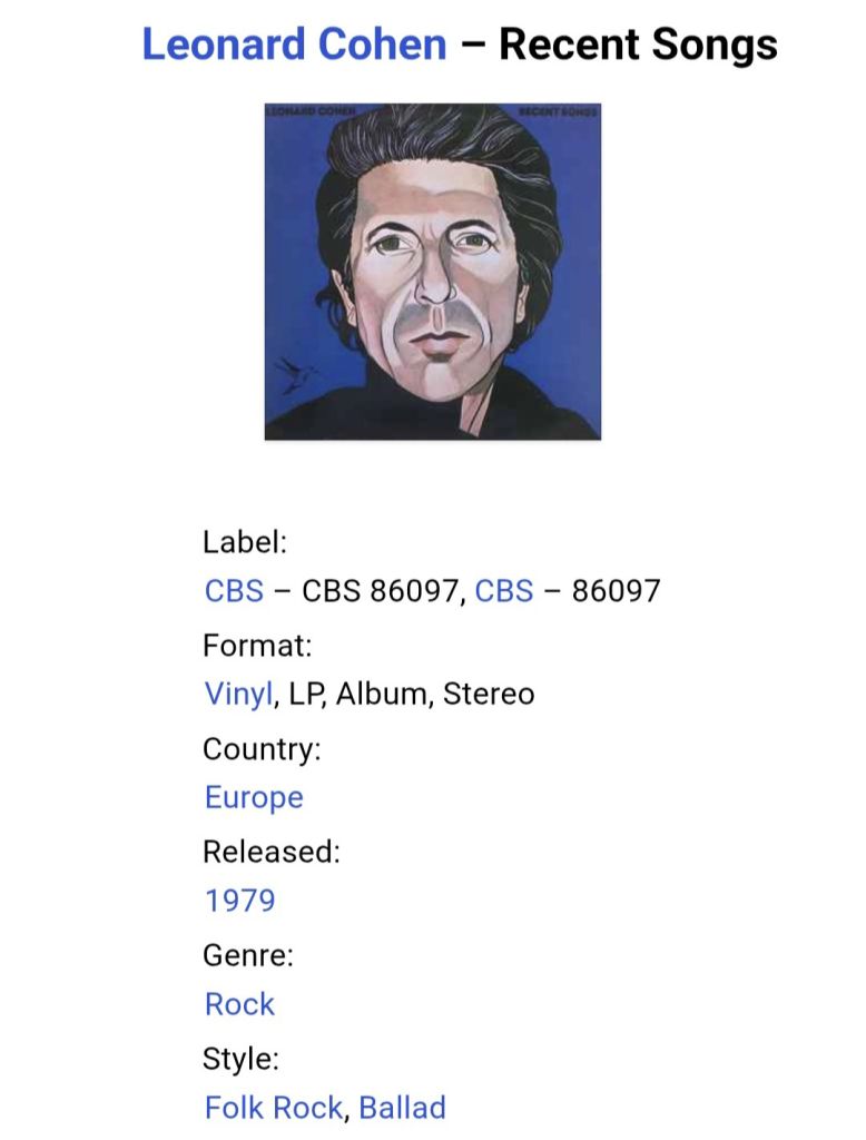 Leonard Cohen - Recent Songs - 1979.  (LP). 12. Vinyl. Пластинка. Holland. - фото фото фото 6