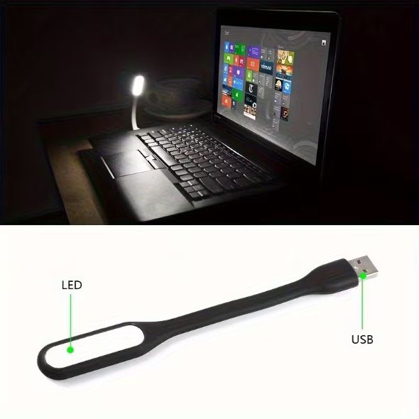 Гнучка USB led лампочка-ліхтарик для повербанка і ноутбука. Колір чорний - фото фото фото 0