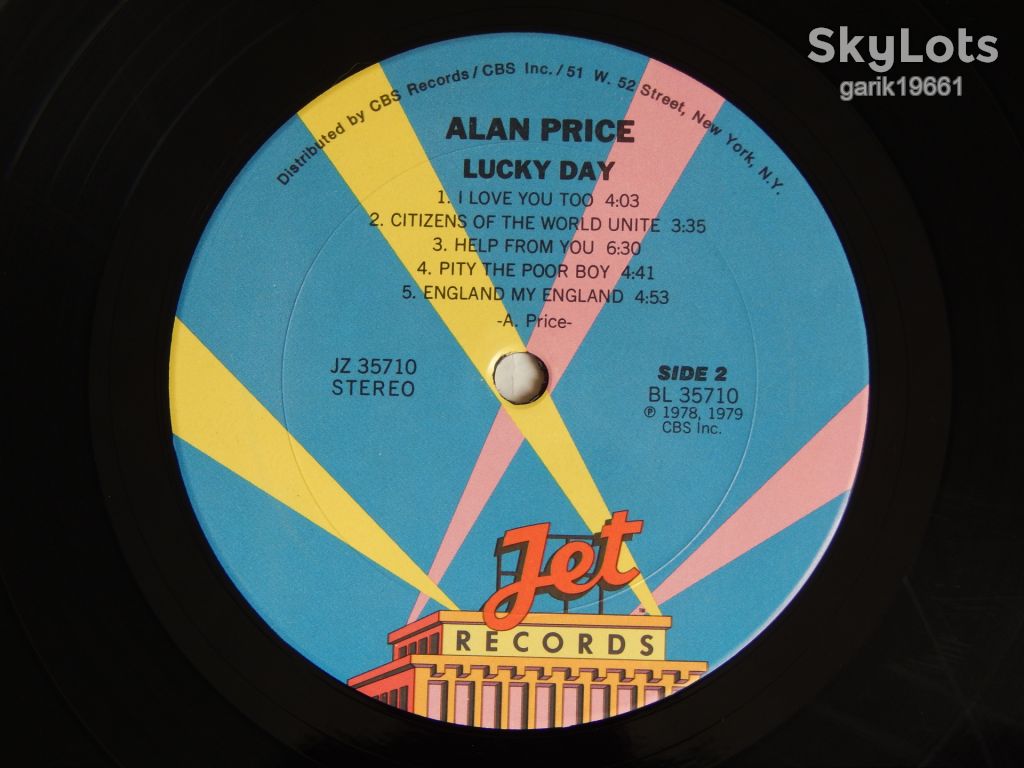 Alan Price ‎– Lucky Day  (Jet Records ‎– JZ 35710, US) EX+/EX+ - фото фото фото 3