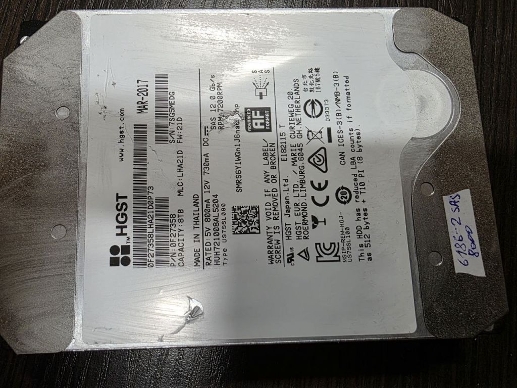 8000Gb 8Tb 3,5 SAS 12Gb HGST 0F27358 жорсткий диск   (6186-2) - фото фото фото 0