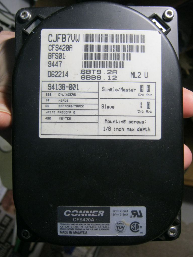 CFS420A Conner, Старовинний HDD 420MB 3,5" робочий - фото фото фото 0