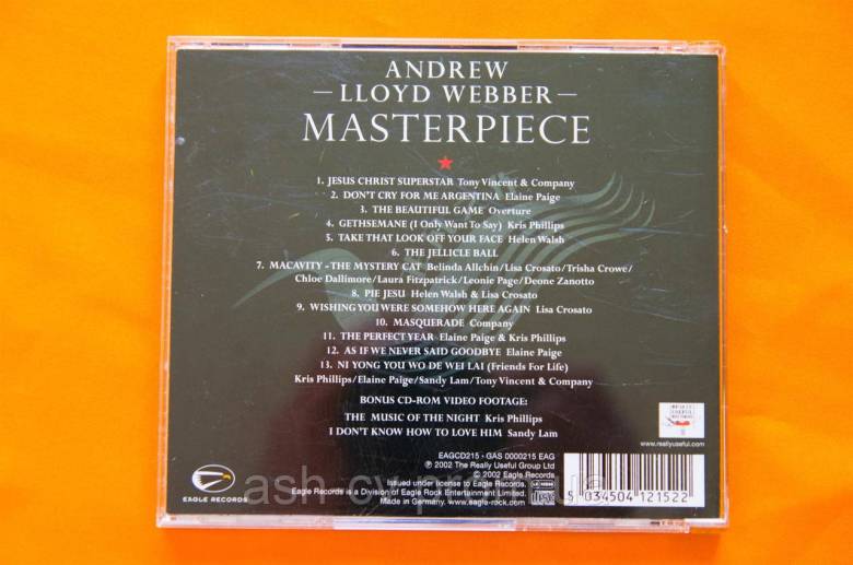 Музичний диск CD. ANDREW LLOYD WEBBER - Masterpiece - фото фото фото 2